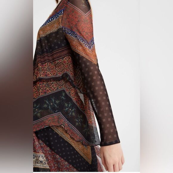 Desigual bohemian mini dress with sheer ruffles  XL - Picture 4 of 11